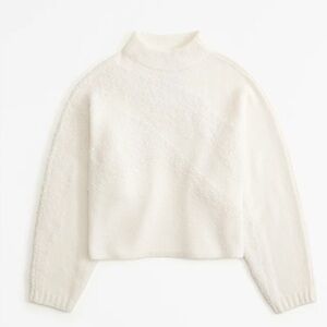 Abercrombie & Fitch Cream Textured Mock Neck Sweater Small Cozy Knit Pullover